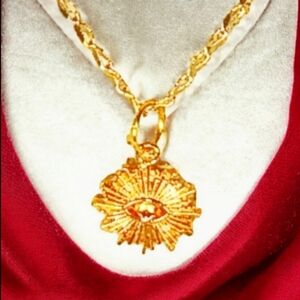 Gold Coin Medallion Necklace All Seeing Eye Charm Eye of Providence Layering